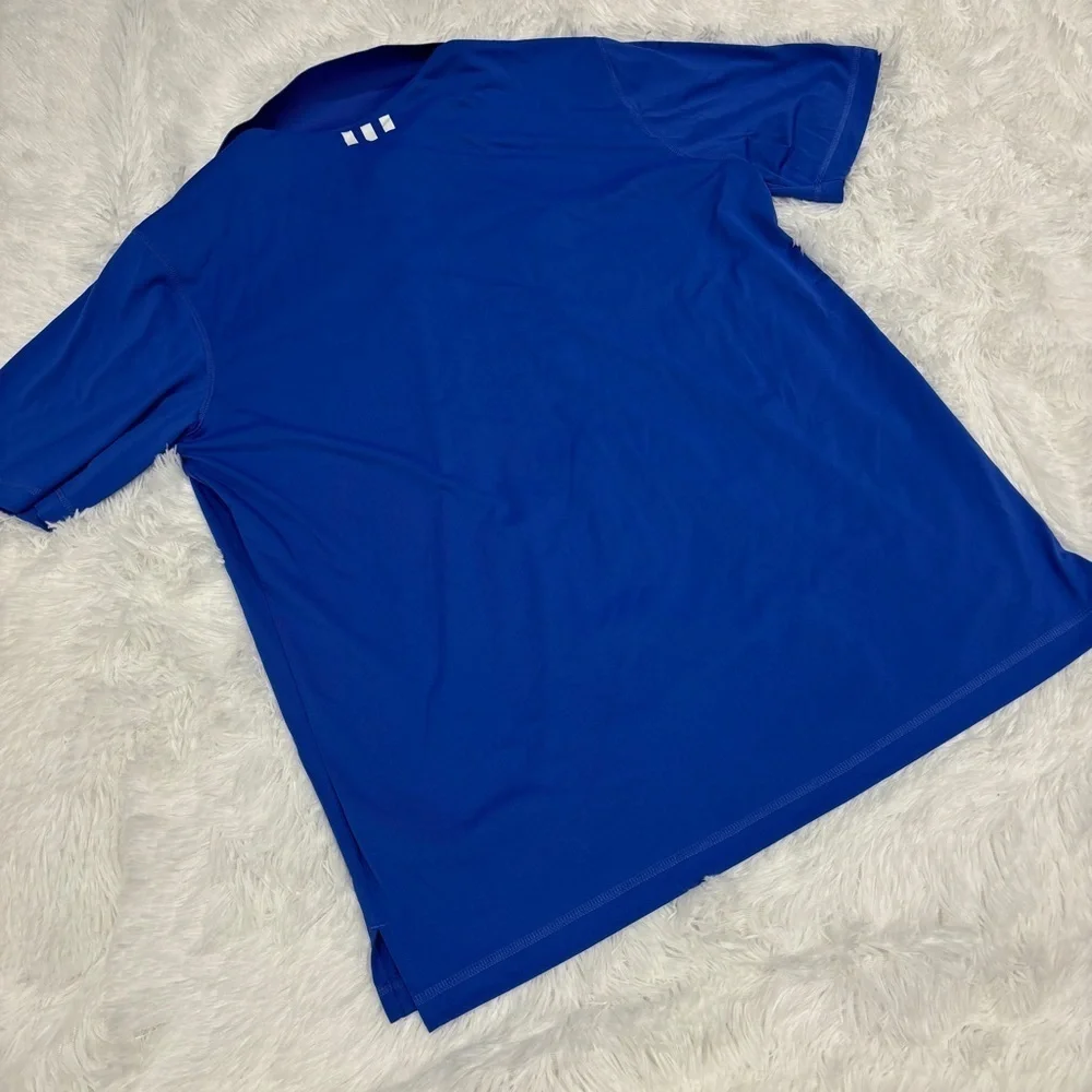 ADIDAS GOLF MENS PURE MOTION SZ Large BLUE SHORT SLEEVE GOLF POLO SHIRT
